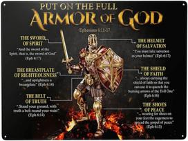 ARMOR OF GOD Tin metal logo wall decoration Fun decoration family kitchen bar room garage Retro poster plaque  cm X  c 20x30cm（7.8x11.8inch）