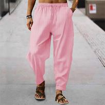 Men's Casual Sports Breathable Cotton And Linen Pants - Men's Trendy Striped Loose Pants M