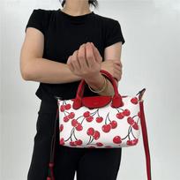Ladies Sweet And Cute Cherry Handbag Personalized Chic Soft Leather Shoulder Bag Standard
