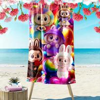 LABUBU Paplūdimio rankšluostis, Patvarus ir lengvai valomas, Minkštas ir ryškus paplūdimio rankšluostis, Puikiai tinkantis kelionėms 70cmx140cm(27x55inch)