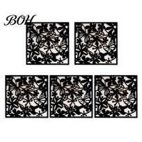 Living Room Divider Screen 5Pcs Hanging Panel, Hollow Flower Butterfly Bird Wall Screen, Partition Panel Square Decorative for Home Office Easy Buttefly