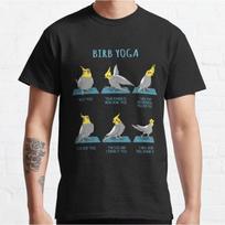 Cockatiel Yoga Poses Gift t shirt for birds lover 100% cotton printed tee Short Sleeve Graphic M
