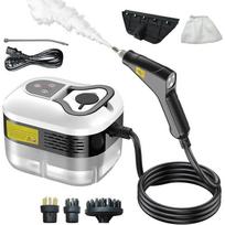 Rankinis garų valytuvas, 1500 W didelio slėgio garintuvas valymui su 3 šepečio galvutėmis ir 1,2 l talpykla, 6 greičių reguliavimas, greitas įkaitimas per 15 sekundžių balta