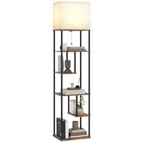Floor lamp with shelves, dimmable living room floor lamp, remote control, 40 x 29 x 171 cm, rustic brown 40 x 29 x 171 cm