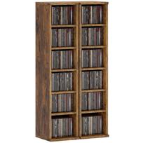 Set of 2 CD Media Display Shelf Unit Tower Rack with Adjustable Shelves, Rustic Brown 21 x 22.5 x 88.5 cm