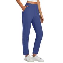 Women's Casual High Elastic Waist Pants with Zipper and Pockets S