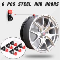6x Car Tire Wheel Rim Hub Shop Display Stand Rack Wall Mounted Metal Hook Holder