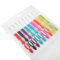 9PCS Crochet Hooks Set Knitting Smooth Needles Tools Ergonomic Plastic Handle Aluminum Hooks Plastic blister packaging