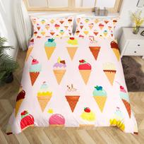 Ice Cream Comforter Covers Queen Size Duvet Covers For Boys Girls Quilt Cover 3Pcs 1 Duvet Cover 2 Pillowcases Lightweight Down EU Single(135*200cm)3pcs