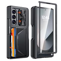 For Samsung Galaxy Z Fold 6,Back Card Pack,Integrated Pen Slot,Full Coverage 9H Protective Film,Shockproof Phone Case-Blue