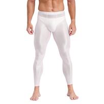 Men’s Gym Yoga Pants Ice Silky Elastic Waistband Ultra Thin Bulge Pouch See Through Stretchy Leggings for Fitness Training XXL