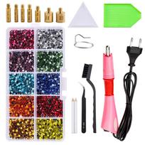 Full DIY Set 2000pcs/box SS10 Hot Fix Rhinestones With Hotfix Applicator Crystal Glass Iron On Rhinestones for Dress,bag,shoes EU plug