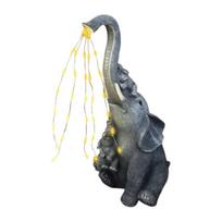 Solar Elephant Garden Statue Cute Resin Elephant Watering Lamp Waterproof Outdoor Fairy Light for Yard Patio Lawn Decor Gift for Elephant Lovers A