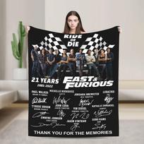 Fast and Furious Ride Or Die Blanket Coral Fleece Plush Decoration  Breathable Warm Throw Blanket Sofa Office Plush Thin Quilt 75cmx90cm gray