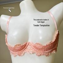 Intimate Lace Half-Cup Revealing Bra & Open-Crotch Panties Set 2X/3XL (125-145 jin) 80C-85C