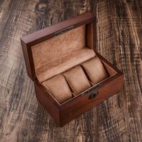 European-Style Wooden Watch Storage Box with Lock - Mechanical Watch, Bracelet & Jewelry Organizer Display Fraxinus mandshurica Wood brown