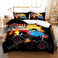 Monster Jam Bedding Set Single Twin Full Queen King Size Monster Jam F1 Bed Set Aldult Kid Bedroom Duvetcover Sets 3D Anime 022 EU Twin(135x200cm)