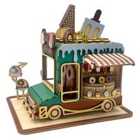 Wood Model Kit BOOK Ice Cream Truck Dollhouse Kit Miniature House Shop Kit 3D Wood Puzzle Wooden Handmade Craft Japan Publishing Sales KO635281 (Ages