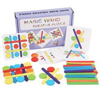 Children's Rainbow Stick Thinking Puzzle Wooden DIY Ice Cream Stick Puzzle Challenge Table Games Montessori Educational Toys