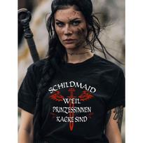 Vyriški marškinėliai su juokingu šūkiu „Schildmaid Because Princesses Are Crap“ - Laisvalaikio marškinėliai su apvalia apykakle ir ryškiu paveikslėliu, skalbiami mašinoje, tinkami dėvėti ištisus metus 5XL juoda