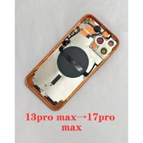 Rear Back Housing Battery Cover For iPhone 13 Pro Max Convert To 17 Pro Max Diy 13 Pro Max Like 17 Pro Max With Tray 13PM To 17 PM Blue
