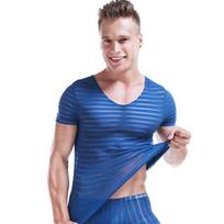 Men's Summer Seamless Ice Silk Quick-Dry Slim Fit T-Shirt L