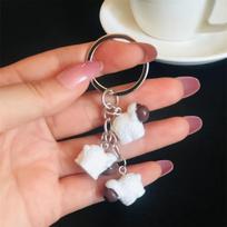 Valentine'S Day Gift Resin Sheep Keychain - Metal And Resin Anime-Themed Oblong Keyring with Ring Buckle, Animal-Shaped Charm Pendant