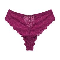 Black Lace Mid-Waist Comfort Cutout T-thong Panties - Plus Size Sexy Women's Underwear M