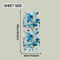 Fresh and Vibrant Laser-Cut Blue Flower Branch Home Decor Glass Window Adhesive Sticker 42*100CM