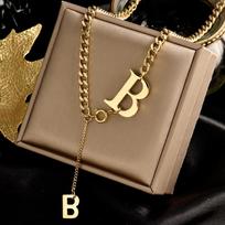 Fashion exaggeration B letter stainless steel necklace for women Gothic  for hip hop girls collarbone chain