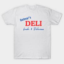 Men Black Print T-shirt Delmar’S Deli No-Cut Heat Transfer Print Cotton Tshirt M