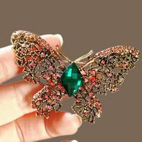 Exquistie Fashion Vintage Crystal Butterfly Brooches Pins for Women Coat Jewelry Accessories Gift