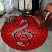 3D Musical Note Piano Art Round Carpet Rug for Living Room Bedroom Child Playroom Chair Decor,Pet Area Rug Non-slip Floor Mat 60cm