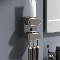 Automatinis dantų pastos dozatorius, montuojamas ant sienos, su UV sterilizacija, dantų šepetėlio laikiklis, išmanus jutiklis, dantų šepetėlio laikymo laikiklis pilka spalva