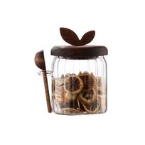Easy to Cleaning Glass Sealed Container with Spoon High Borosilicate Glass Sealed for Food Storage Kitchen Pantries Organization