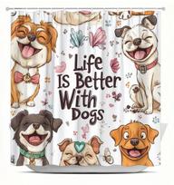 Life Is Better With Dogs Waterproof Shower Curtain - Cute Cartoon Dogs Design, Anti-Mold, Durable Fabric For Bathroom Decor W60H190(CM)-1 Pcs