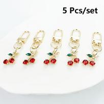 Yogodlns 5Pcs/set Cute Crystal Cherry Bag Pendant Women Men Handbag Purse Pendant Bag Accessories DIY Handbag Gifts diamond cherry