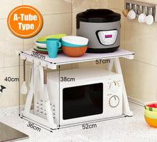 2 Layers Kitchen Organizer Microwave Oven Shelf Rack Stand Metal Wooden Tableware Condiment Storage Dish Space Saving Rack White New Double Direct Tube