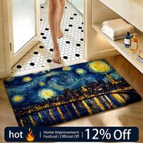 Soft Absorbent Non-Slip Rug Artist Van Gogh Floor Mat Home Decor Doormat Bedroom Floor Mat Shower Carpet 40x60cm