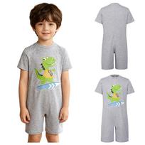 Boys Dinosaur Jumpsuit Short Sleeve Back Invisible Zipper Thigh Length Adaptive Bodysuit Special Needs 5-6 Years