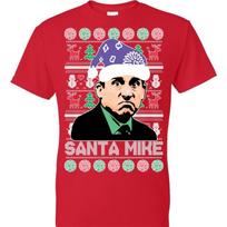 The Office Santa Mike Tee Shirt Ugly Christmas TShirt Woman Man High Quality Cotton Shortsleev Ropa Hombre Camisetas 4XL black