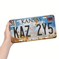 Kansas KAZ Y Vintage Weathered License Plate Style Aluminum Metal Sign Movie Prop Replica Wall Art Decor for Home Garage Bar M 20X30CM