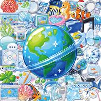 10/30/50pcs Cute Transparent Frutiger Aero Cartoon Stickers Aesthetic Graffiti Decals DIY Suitcase Motorcycle Helmet Sticker Toy