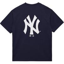 New Era MLB New York Yankees Loose NY Embroidered Crew Neck Summer American Short Sleeve T-Shirt Men Tops Navy-Blue 14344092 M
