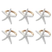 Pack Of 6 Starfishes Napkin Rings Holders For Table Decoration Resin And Metal Elegant Dining Accessories