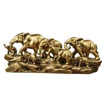 Resin Elephant Family Statues Elephant Herds With Babies Frgurines Sculpture Desktop Decoration Ornament Home Decors
