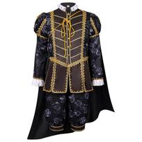 Vyriškas viduramžių kostiumas Cosplay Helovinas Viduramžių prabangus Viktorijos laikų princo kostiumas vyrams XXXL juoda