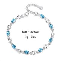 Ocean Heart Couple's Silver Bracelet: Women's Korean Style, Ideal Gift for Girlfriend on Women's Day or Birthday