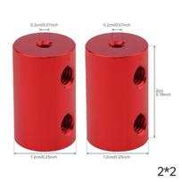 1PCS Rigid Shaft Coupling Aluminum Alloy Red Motor Coupler Connector Sleeve for RC / Airplane / Boat Motor Accessories with M4 Screws 2 to 2mm