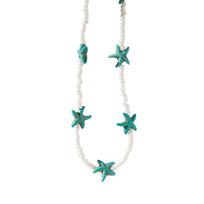 Elegant Turquoise Beaded Choker Starfish Pendant Necklace Adjustable Length Neckchain for Women Ocean Inspired Jewelry 2